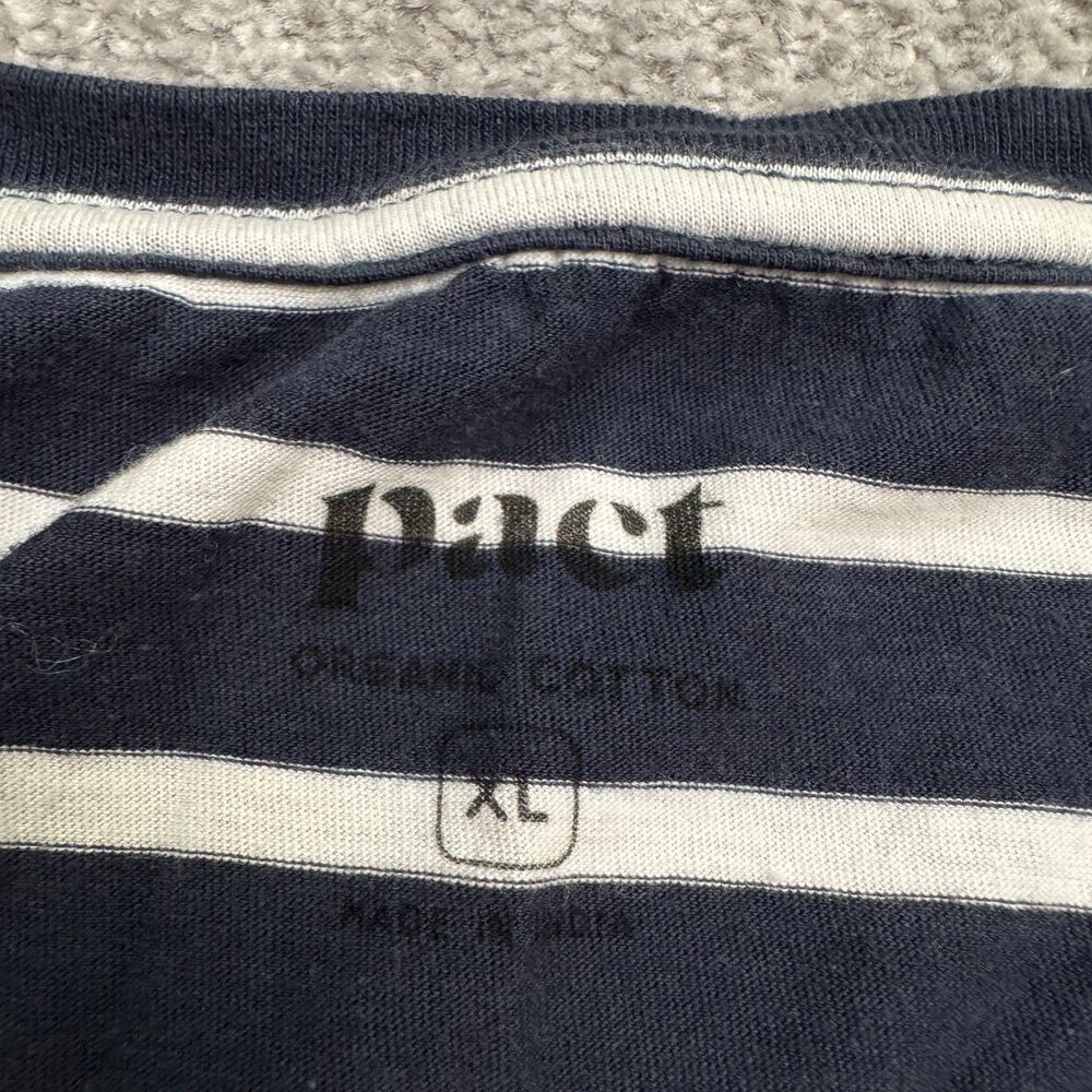 Pact Tank Maxi Dress Women XL Navy Blue White Striped Organic Cotton Side Slit - Picture 7 of 16